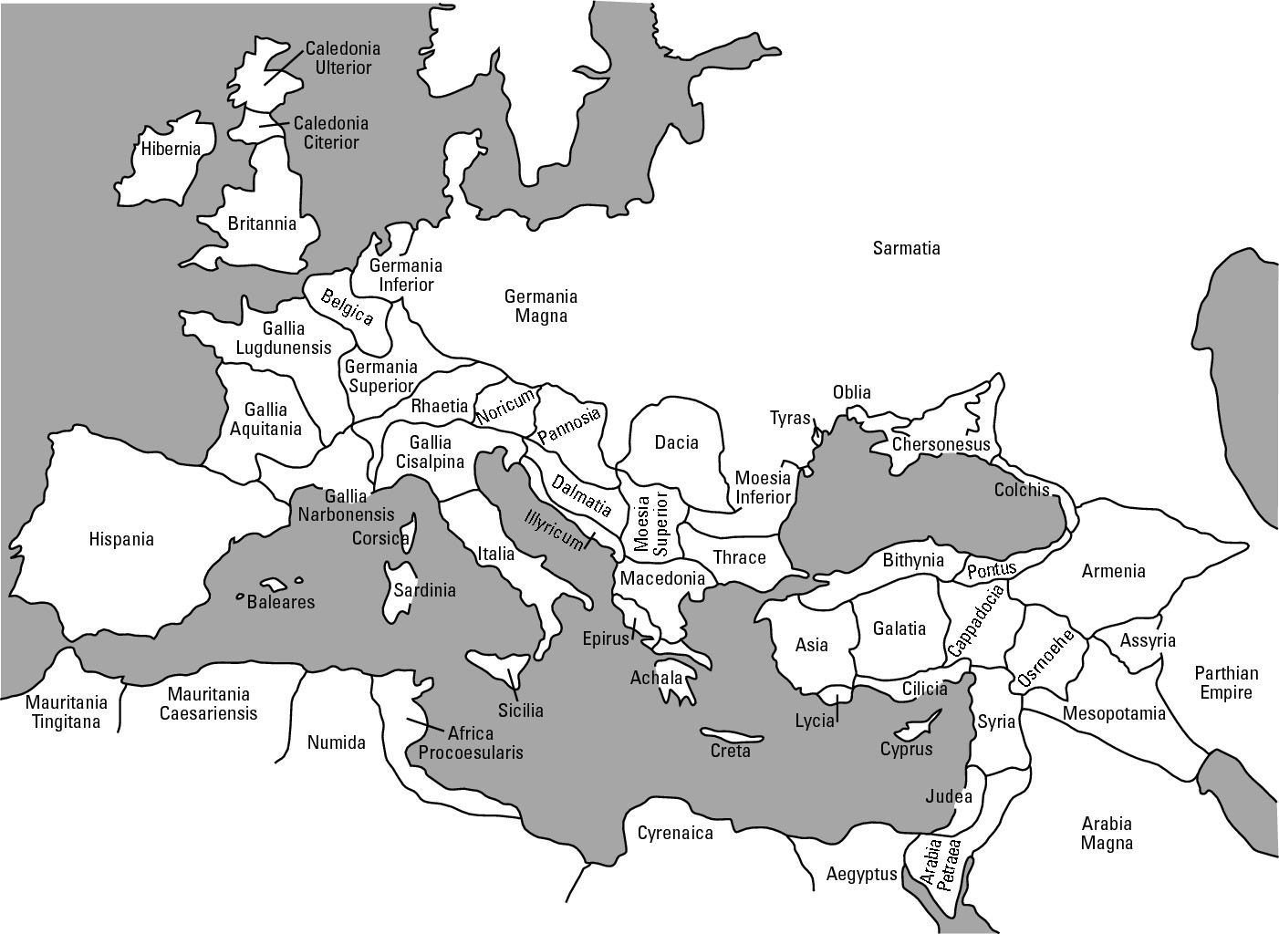 Figure 17-1: The Roman Empire in AD 116, at its greatest extent.